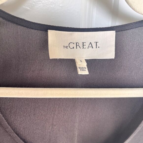 The Great 100% Silk Scalloped Blouse Plum Purple Victorian Size XS Designer - Picture 2 of 6